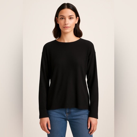 F&F Ribbed Long Sleeve Black Top – Size S - Picture 1 of 8